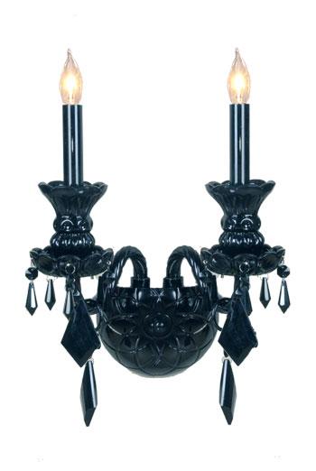 JET BLACK CRYSTAL WALL SCONCE