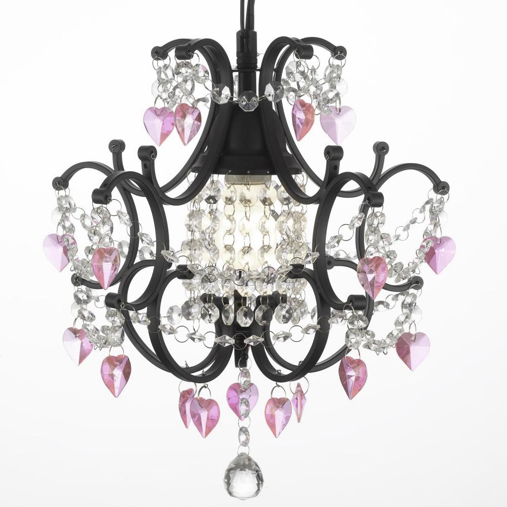 WROUGHT IRON CRYSTAL CHANDELIER