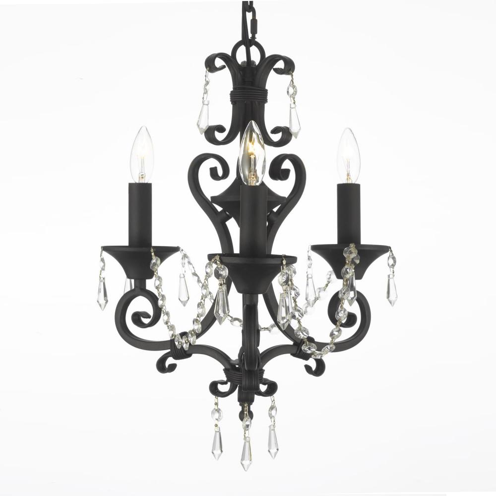 WROUGHT IRON CRYSTAL CHANDELIER