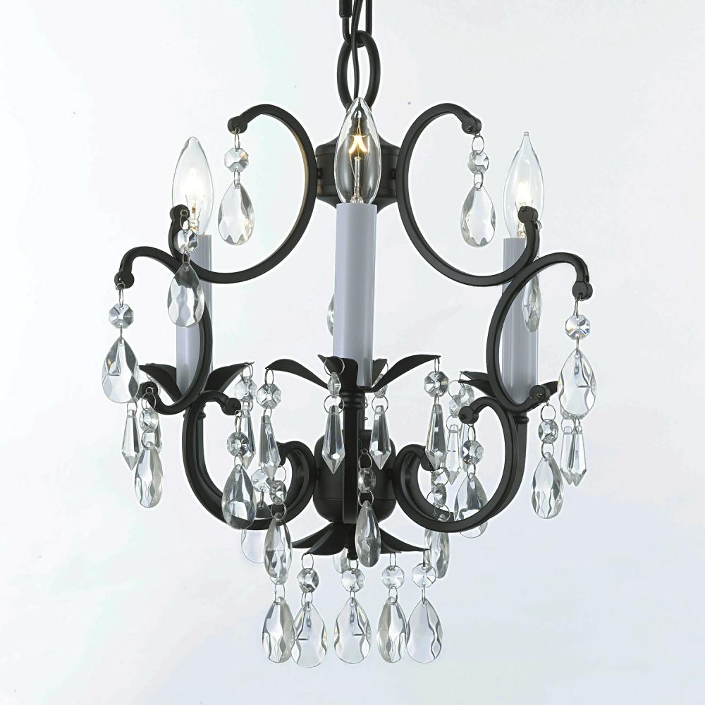 WROUGHT IRON CRYSTAL CHANDELIER