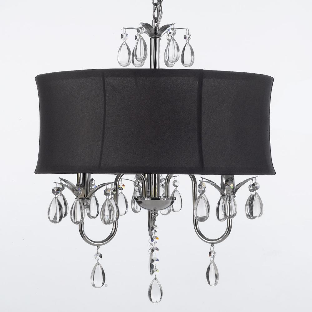 Crystal Chandelier With Large Black Shade