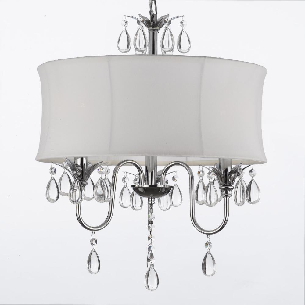 Crystal Chandelier With Large White Shade