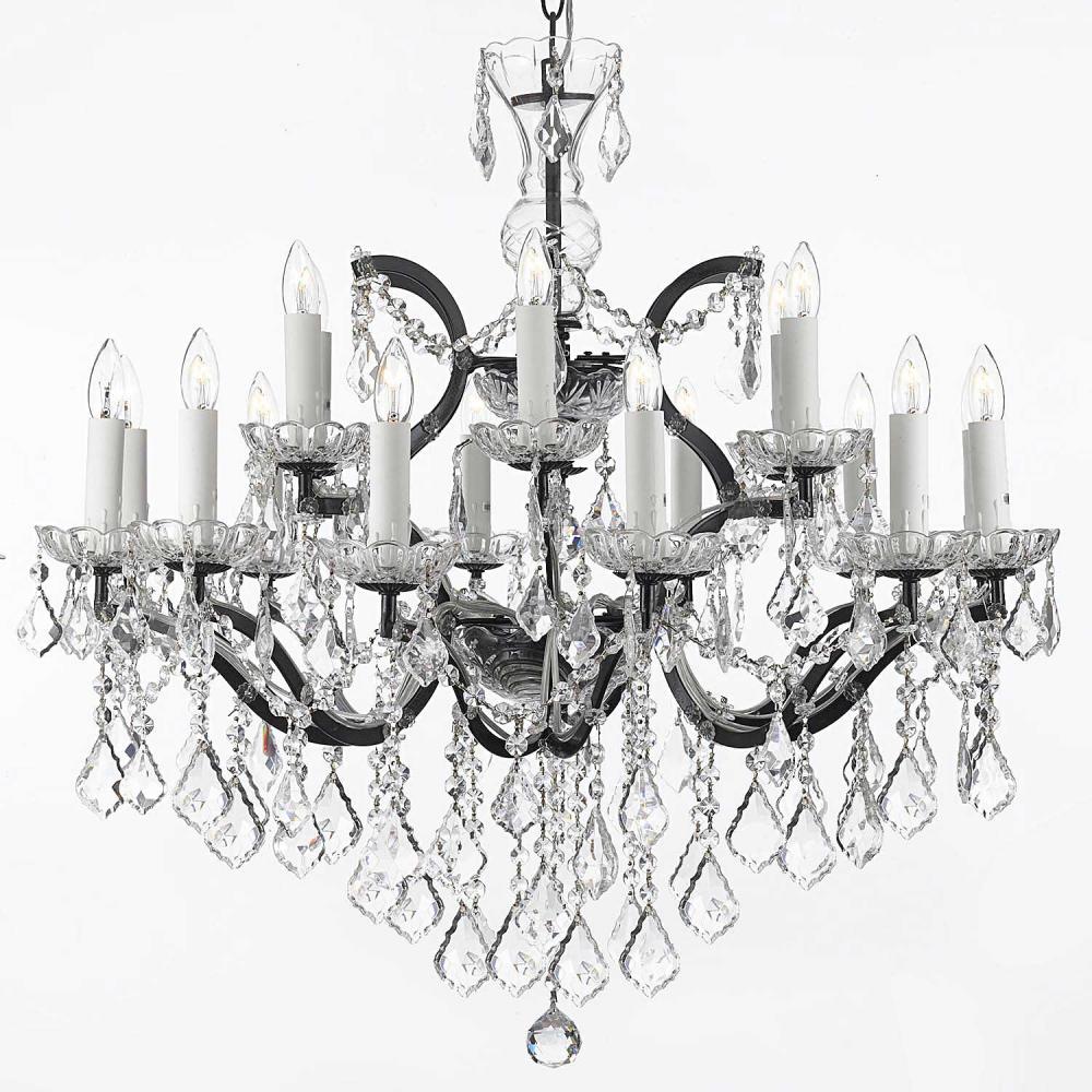 19th C. Rococo Iron & Crystal Chandelier Lighting