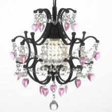 Gallery Lighting 592-1 pink hearts - WROUGHT IRON CRYSTAL CHANDELIER