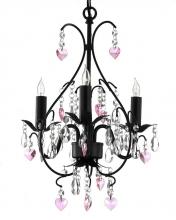 Gallery Lighting 591-3 pink hearts - WROUGHT IRON CRYSTAL CHANDELIERS