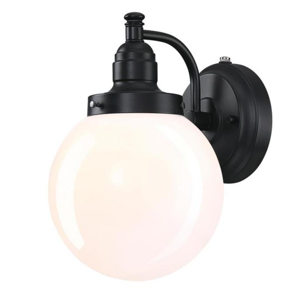 Wall Fixture Matte Black Finish White Opal Glass