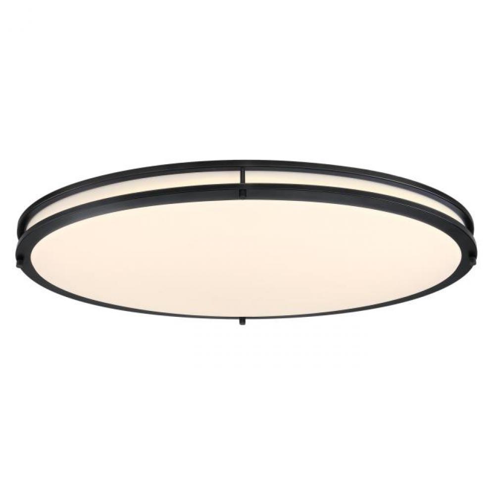 33 in. 40W LED Flush with Color Temperature Selection Matte Black Finish Frosted Acrylic Shade