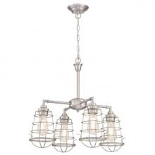 Westinghouse 6367100 - 4 Light Chandelier/Semi-Flush Brushed Nickel Finish Cage Shades