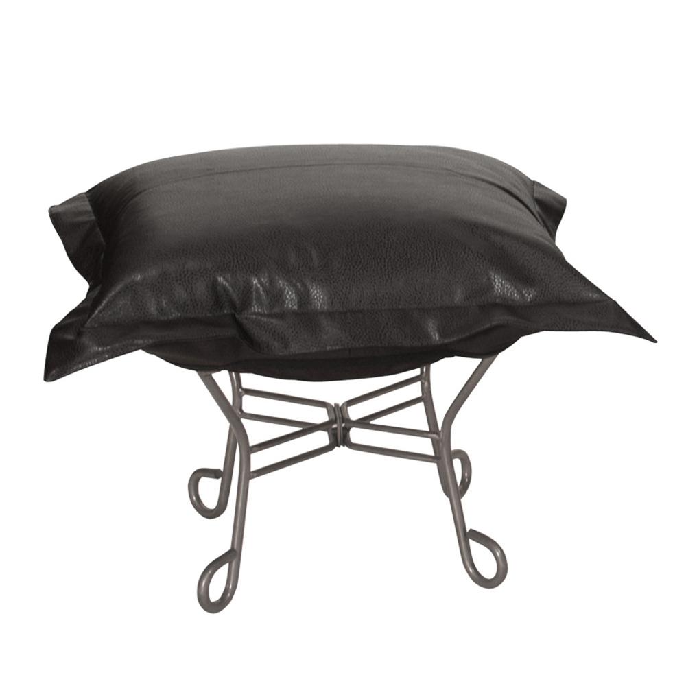 Scroll Puff Ottoman Avanti Black Titanium Frame