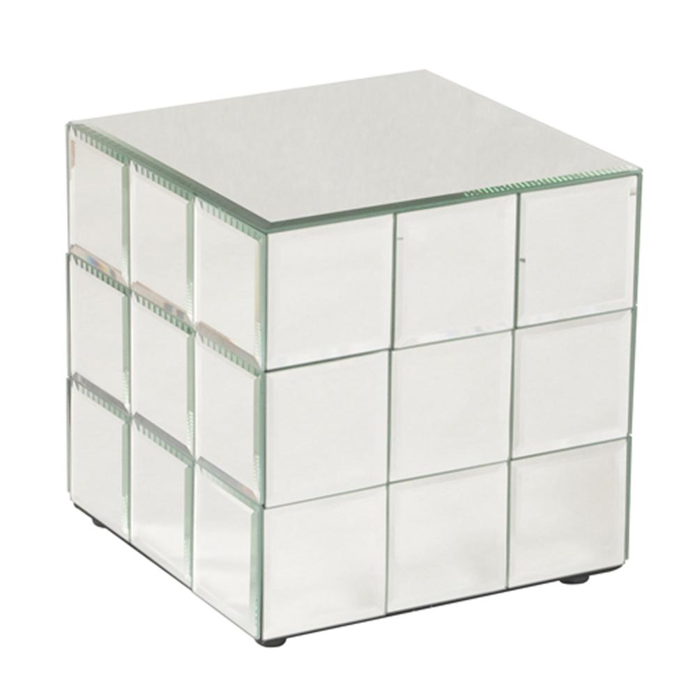 Short Mirrored Puzzle Cube Pedestal