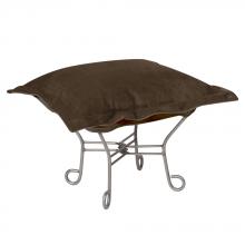 Howard Elliott 510-220 - Scroll Puff Ottoman Bella Chocolate Titanium Frame