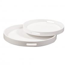 Howard Elliott 83027 - White Lacquer Round Wood Tray Set