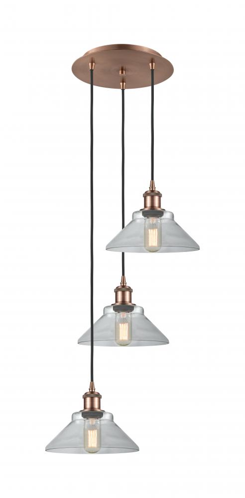 Orwell - 3 Light - 15 inch - Antique Copper - Cord Hung - Multi Pendant