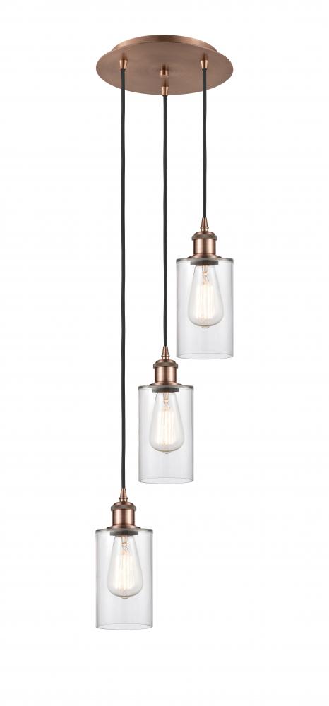 Clymer - 3 Light - 10 inch - Antique Copper - Cord Hung - Multi Pendant