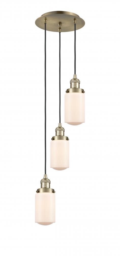 Dover - 3 Light - 11 inch - Antique Brass - Cord hung - Multi Pendant