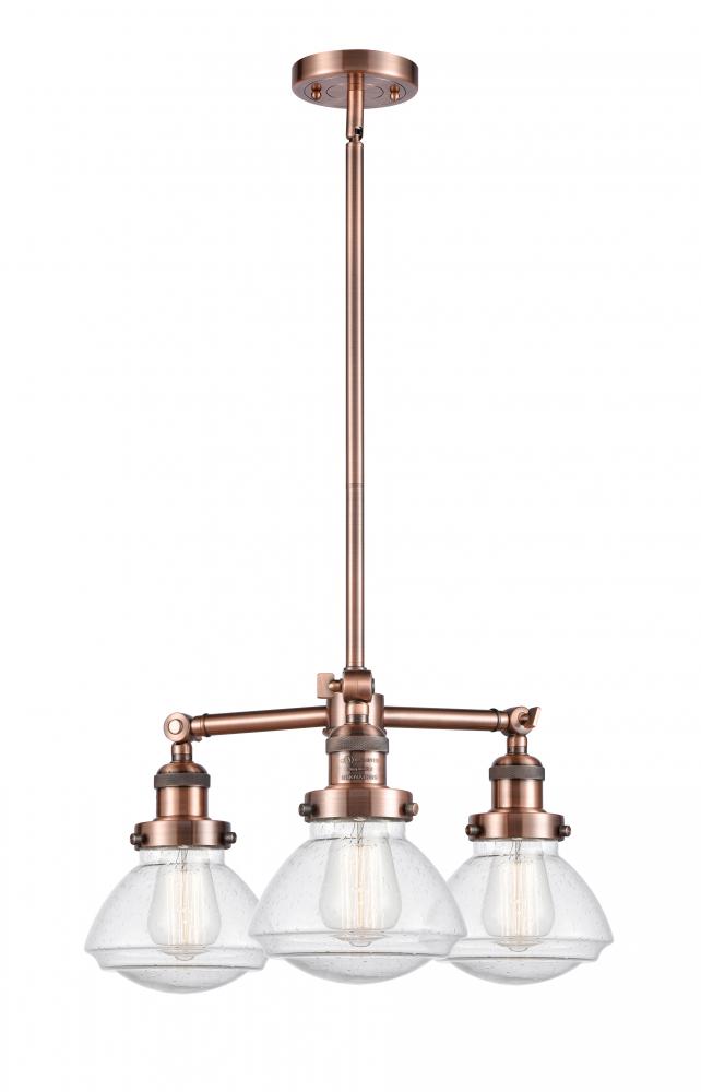 Olean - 3 Light - 19 inch - Antique Copper - Stem Hung - Chandelier