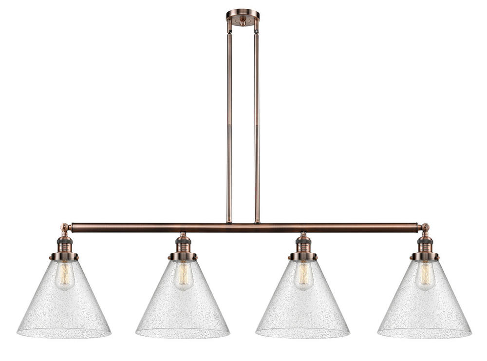 Cone - 4 Light - 56 inch - Antique Copper - Stem Hung - Island Light