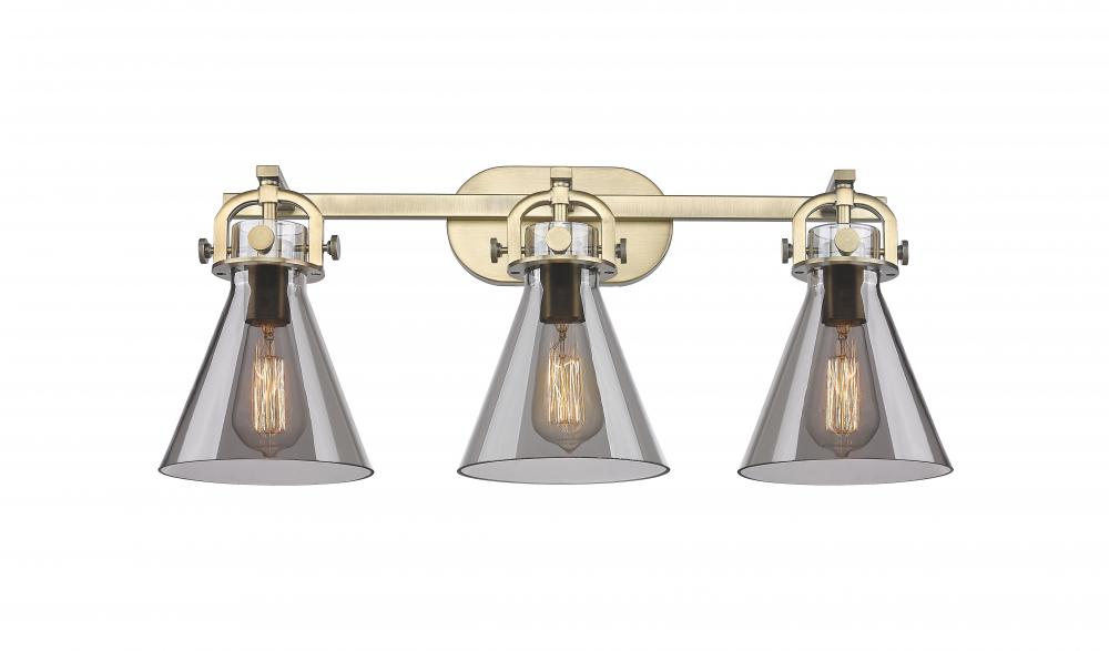 Newton Cone - 3 Light - 27 inch - Brushed Brass - Bath Vanity Light