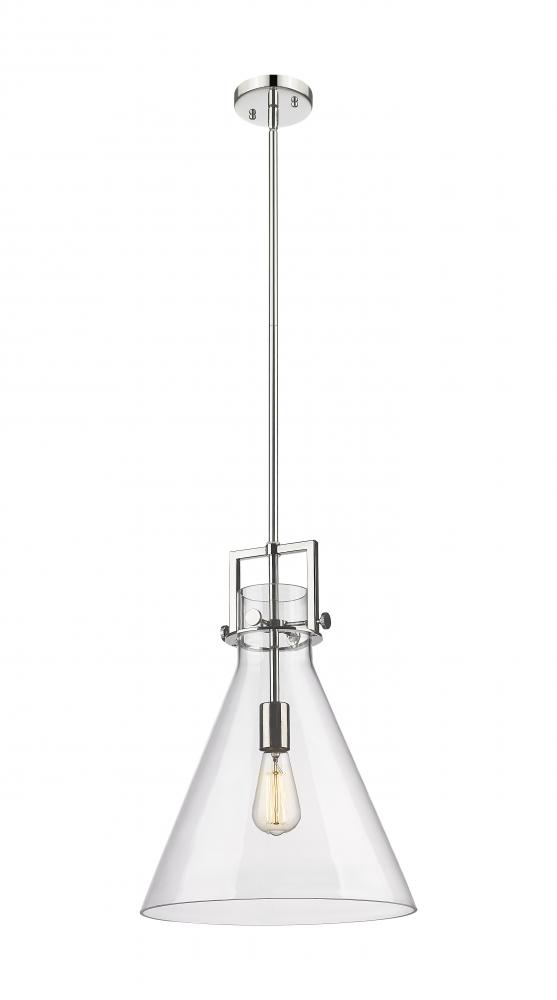 Newton Cone - 1 Light - 14 inch - Polished Nickel - Cord hung - Pendant