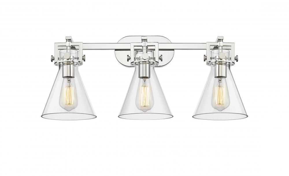 Newton Cone - 3 Light - 27 inch - Polished Nickel - Bath Vanity Light