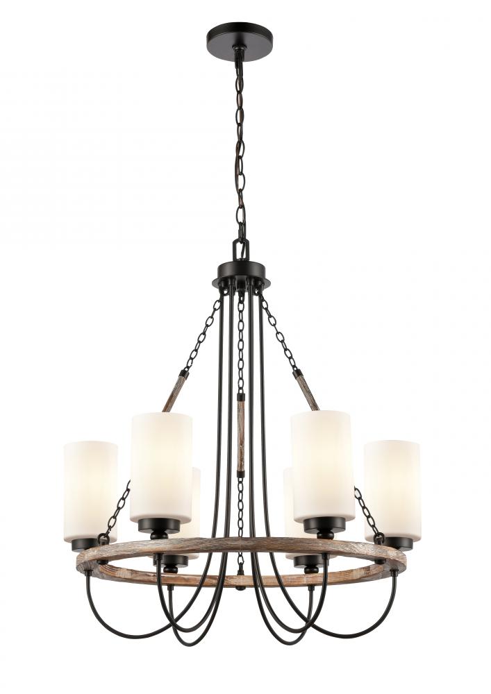 Paladin - 6 Light - 25 inch - Matte Black - Chain Hung - Chandelier