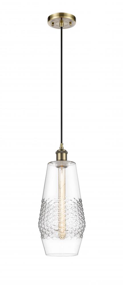 Windham - 1 Light - 7 inch - Antique Brass - Cord hung - Mini Pendant