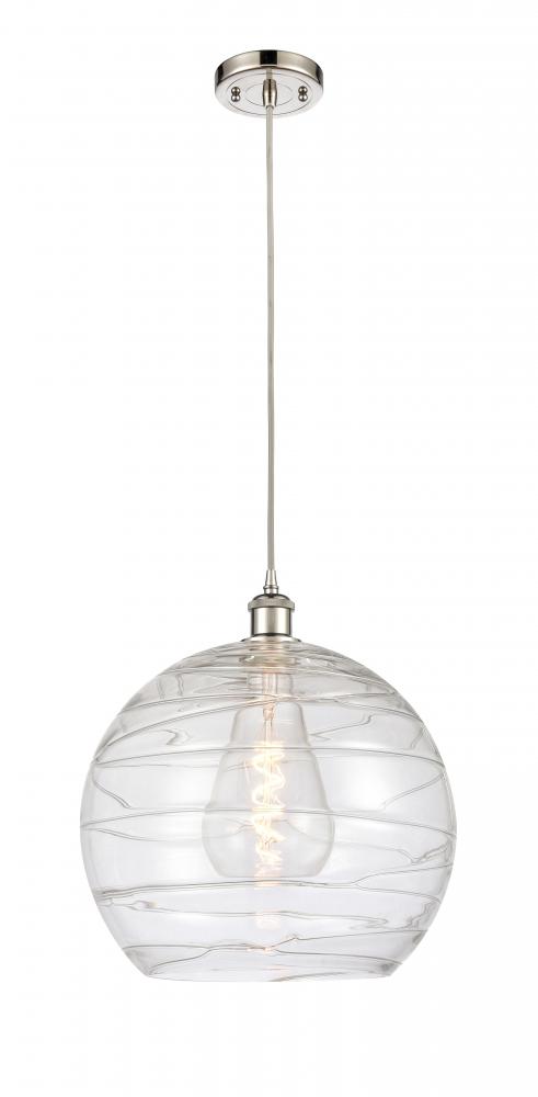 Athens Deco Swirl - 1 Light - 14 inch - Polished Nickel - Cord hung - Pendant