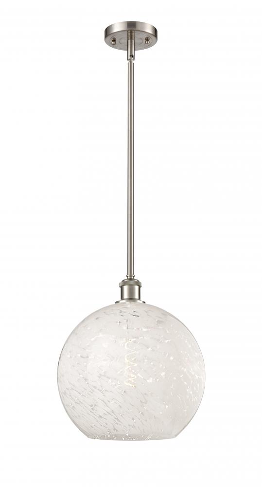 White Mouchette - 1 Light - 12 inch - Brushed Satin Nickel - Mini Pendant