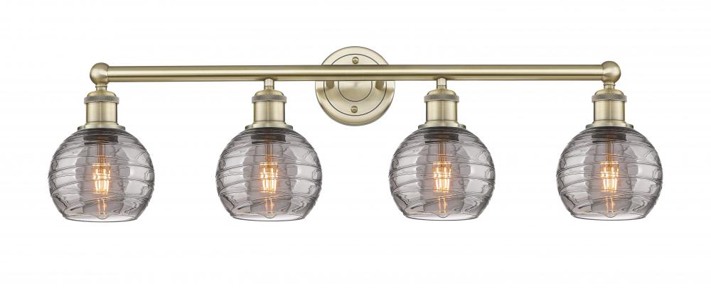 Athens Deco Swirl - 4 Light - 33 inch - Antique Brass - Bath Vanity Light