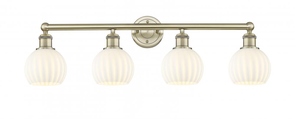 White Venetian - 4 Light - 33 inch - Antique Brass - Bath Vanity Light