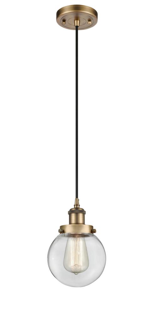 Beacon - 1 Light - 6 inch - Brushed Brass - Cord hung - Mini Pendant