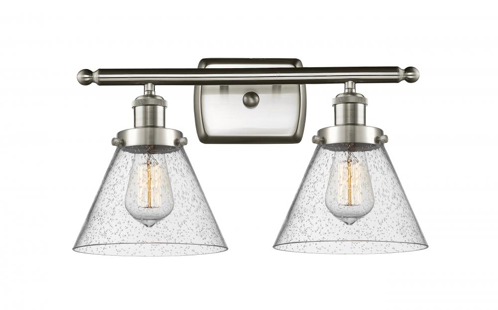 Cone - 2 Light - 18 inch - Brushed Satin Nickel - Bath Vanity Light