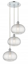 Innovations Lighting 113B-3P-PC-G555-10CL - Ithaca - 3 Light - 17 inch - Polished Chrome - Cord hung - Multi Pendant