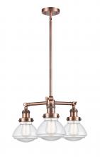 Innovations Lighting 207-AC-G322 - Olean - 3 Light - 19 inch - Antique Copper - Stem Hung - Chandelier