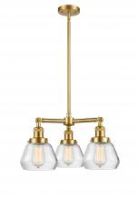 Innovations Lighting 207-SG-G172 - Fulton - 3 Light - 22 inch - Satin Gold - Stem Hung - Chandelier