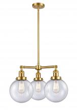 Innovations Lighting 207-SG-G204-8 - Beacon - 3 Light - 22 inch - Satin Gold - Stem Hung - Chandelier