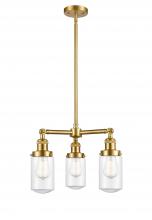 Innovations Lighting 207-SG-G312 - Dover - 3 Light - 17 inch - Satin Gold - Stem Hung - Chandelier