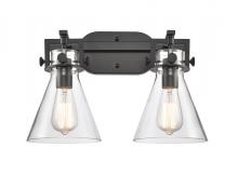 Innovations Lighting 411-2W-BK-7CL-LED - Newton Cone - 2 Light - 17 inch - Matte Black - Bath Vanity Light