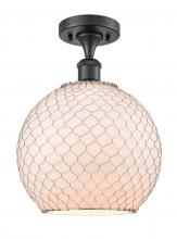 Innovations Lighting 516-1C-BK-G121-10CSN-LED - Farmhouse Chicken Wire - 1 Light - 10 inch - Matte Black - Semi-Flush Mount