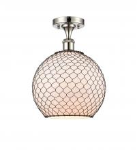 Innovations Lighting 516-1C-PN-G121-10CBK - Farmhouse Chicken Wire - 1 Light - 10 inch - Polished Nickel - Semi-Flush Mount