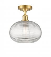 Innovations Lighting 516-1C-SG-G555-10CL - Ithaca - 1 Light - 10 inch - Satin Gold - Semi-Flush Mount