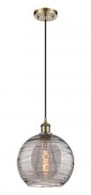 Innovations Lighting 516-1P-AB-G1213-10SM - Athens Deco Swirl - 1 Light - 10 inch - Antique Brass - Cord hung - Mini Pendant