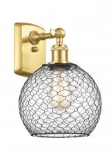 Innovations Lighting 516-1W-SG-G122-8CBK - Farmhouse Chicken Wire - 1 Light - 8 inch - Satin Gold - Sconce