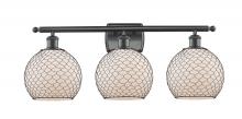 Innovations Lighting 516-3W-BK-G121-8CBK-LED - Farmhouse Chicken Wire - 3 Light - 28 inch - Matte Black - Bath Vanity Light