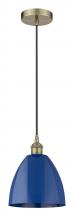 Innovations Lighting 616-1P-AB-MBD-9-BL-LED - Plymouth - 1 Light - 9 inch - Antique Brass - Cord hung - Mini Pendant