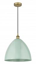 Innovations Lighting 616-1P-BB-MBD-16-SF - Plymouth - 1 Light - 16 inch - Brushed Brass - Cord hung - Mini Pendant