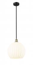 Innovations Lighting 616-1S-BAB-G1217-14WV - White Venetian - 1 Light - 14 inch - Black Antique Brass - Stem Hung - Pendant