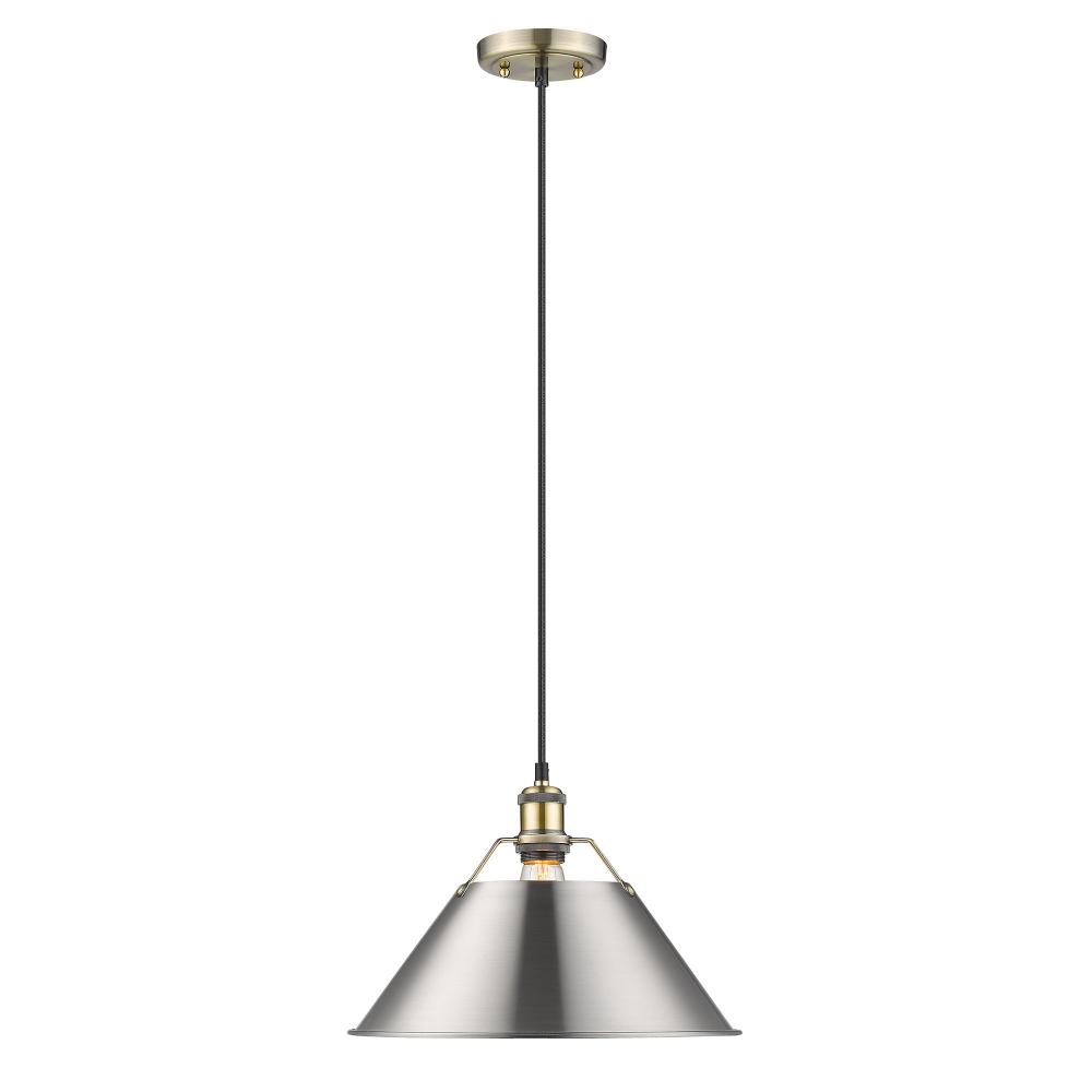 Orwell 14&#34; Wide Large Pendant in Aged Brass with Pewter