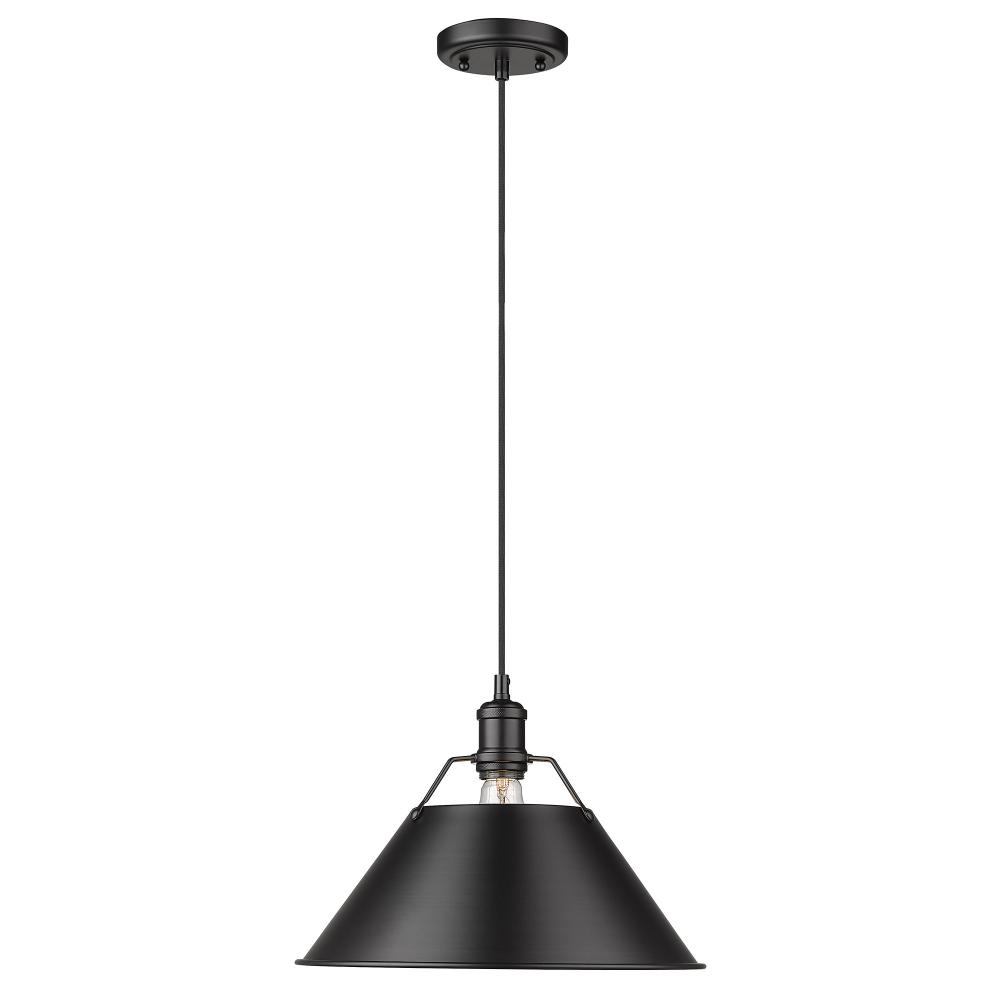 Orwell BLK Large Pendant - 14&#34; in Matte Black with Matte Black shade