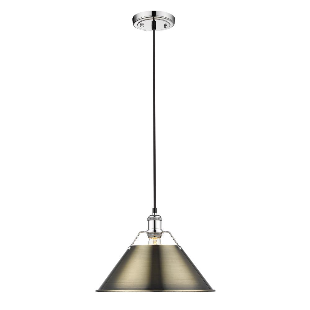 Orwell 14&#34; Wide Large Pendant in Chrome with Aged Brass